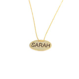 Sterling Silver Oval Name Necklace - Personalized Custom Pendant