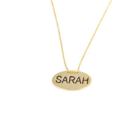 Sterling Silver Oval Name Necklace - Personalized Custom Pendant