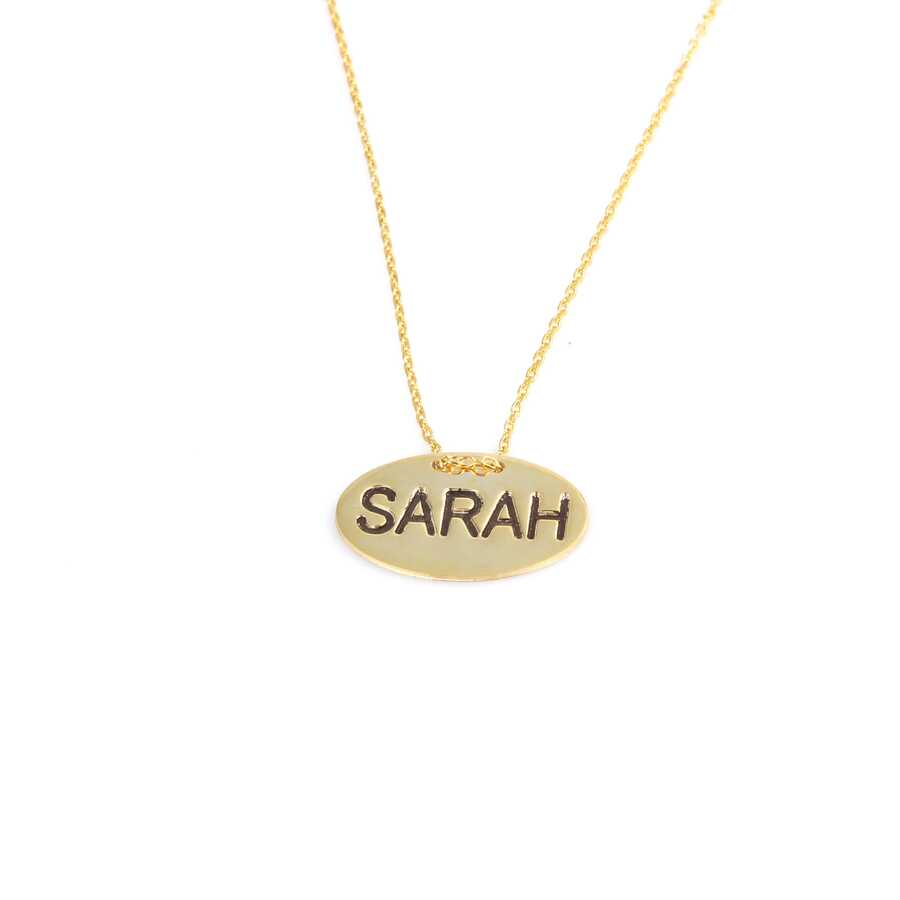 Sterling Silver Oval Name Necklace - Personalized Custom Pendant