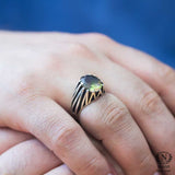 Men's 925 Sterling Silver Ring - Oval Zultanite Zigzag Design