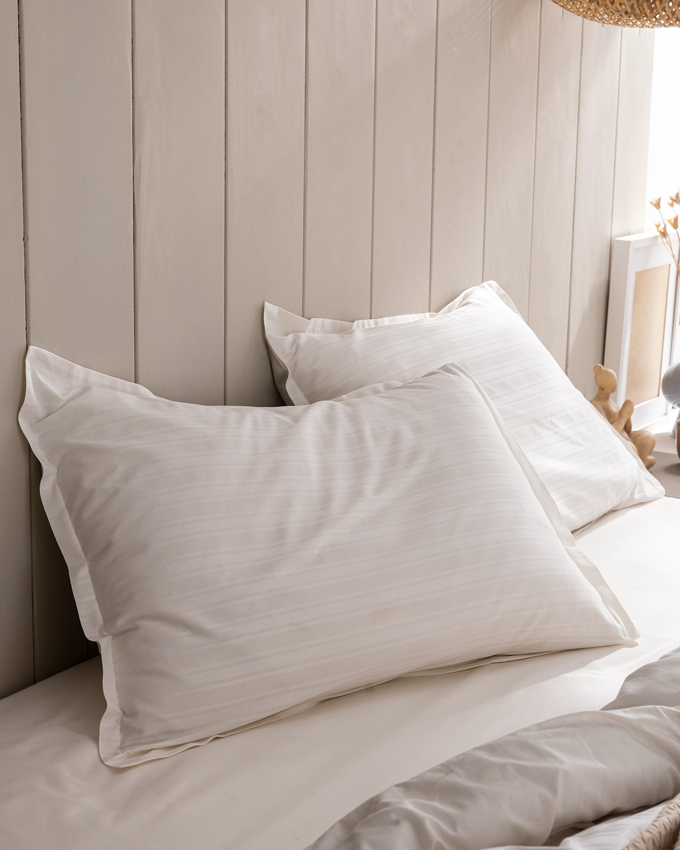 Full Size Cotton Sateen Striped Duvet Cover Set