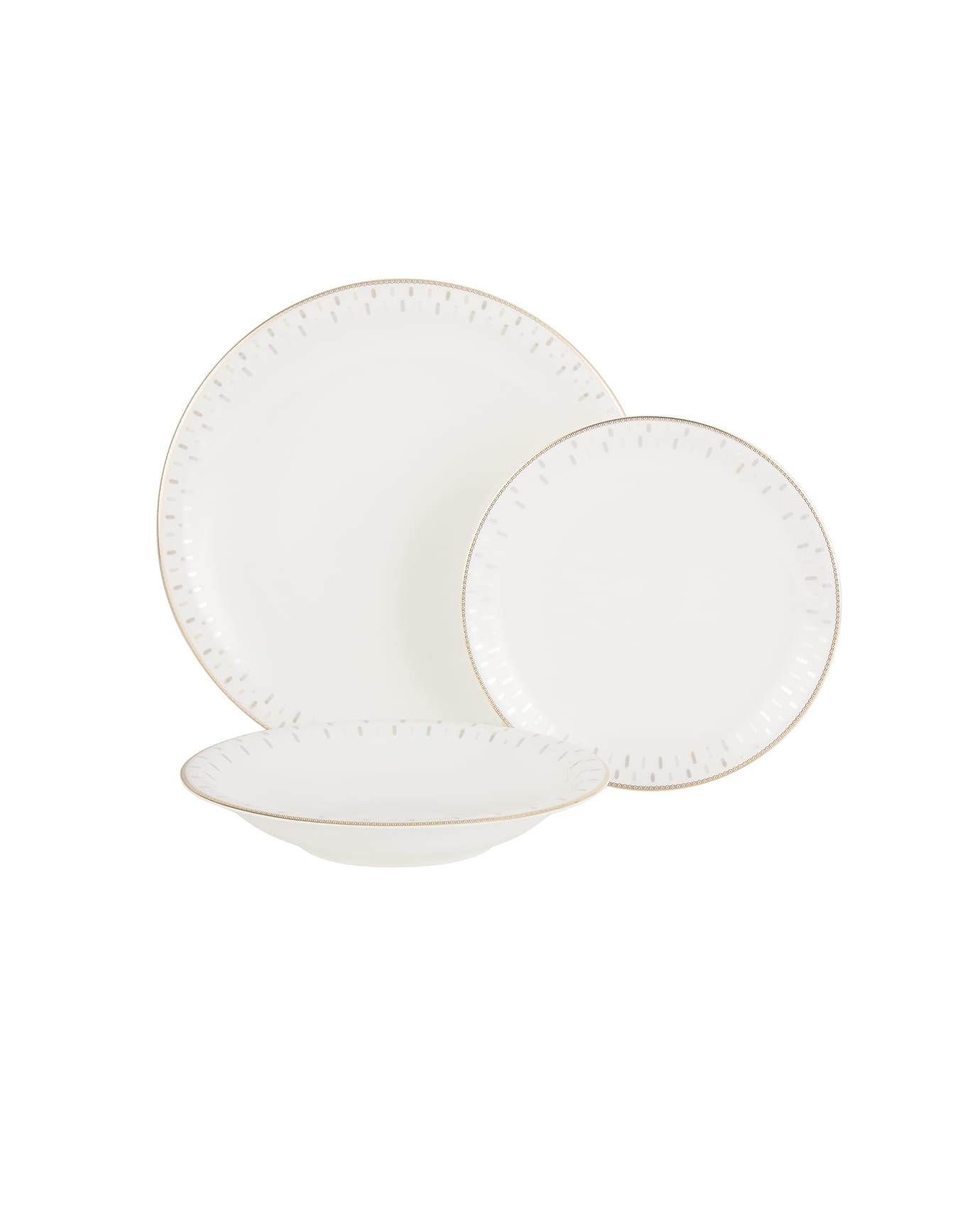 Fine Bone Porcelain 6-Person 18-Piece Dinner Set - White & Beige