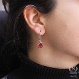 Sterling Silver Synthetic Ruby Drop Earrings - Elegant Design