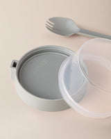 Portable Snack Container with Spoon, 400ml Food Storage Box, Soft Green