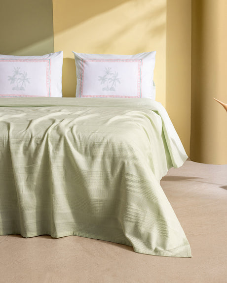 100% Cotton Single Bedding Set - Breathable Pique Weave
