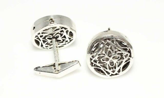 925 Sterling Silver Filigree Round Cufflinks