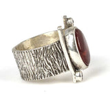 925 Sterling Silver Tree Bark Pattern Open Ring with Agate & Zircon