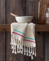 100% Cotton Kitchen Towel - Vibrant Pink & Green Design