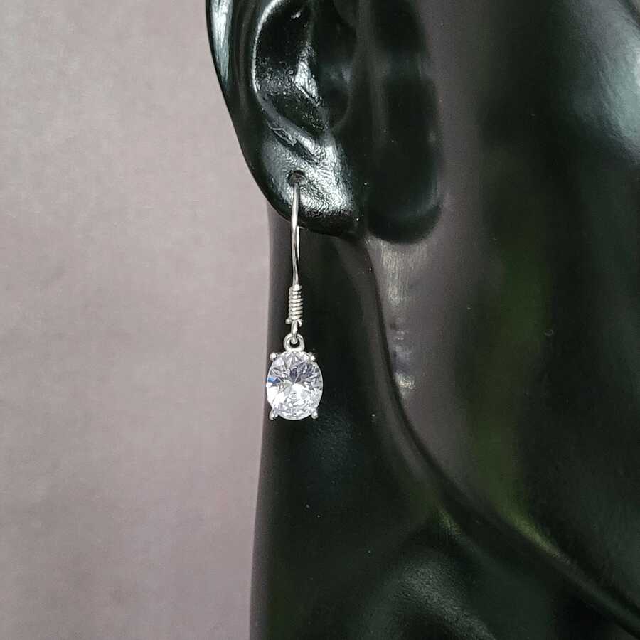 Premium 925 Sterling Silver Oval Zircon Earrings
