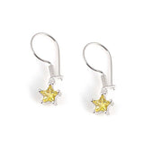 925 Sterling Silver Star Dangle Earrings - Citrine Zircon