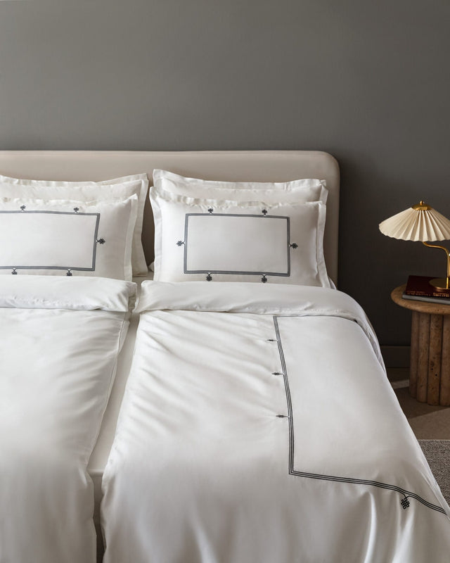Lilas Embroidered Satin Bedding Set - Family Size Luxury Collection