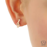 Premium 925 Sterling Silver Treble Clef Stud Earring