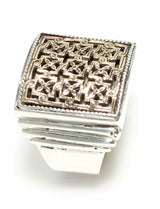 925 Sterling Silver & Bronze Blend Ring - Square Byzantine Authentic Design