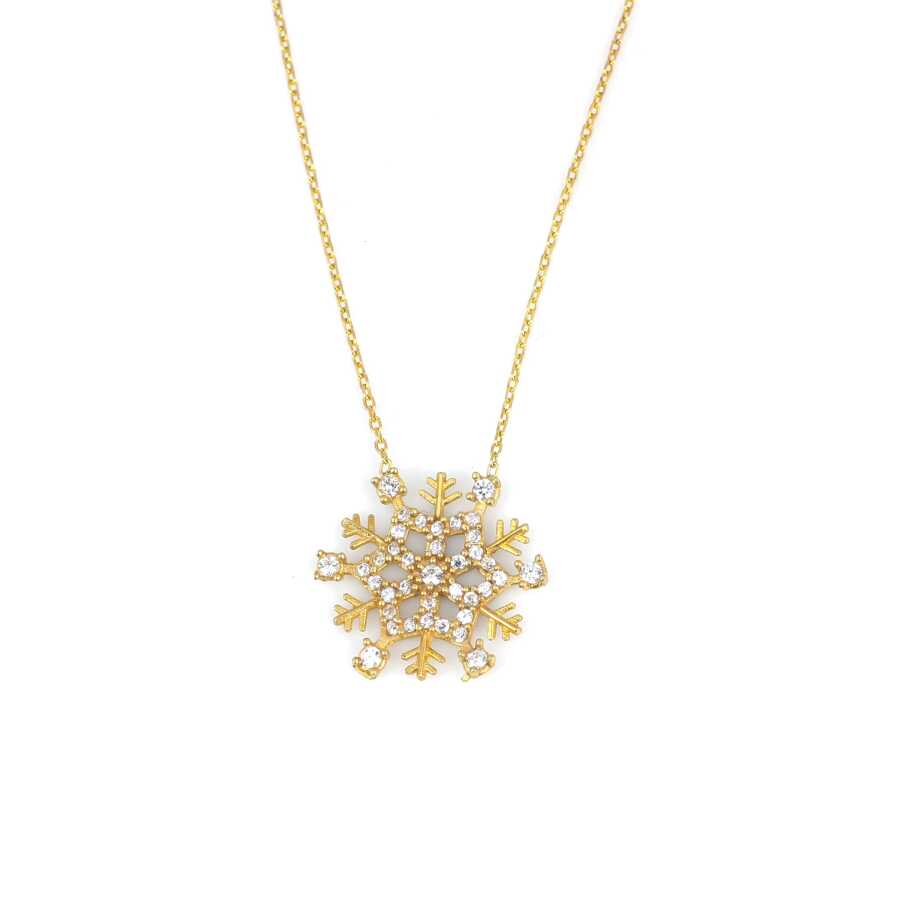 925 Sterling Silver Snowflake Charm Pendant Necklace