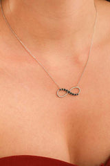 Elegant 925 Sterling Silver Black Zircon Pave Infinity Necklace
