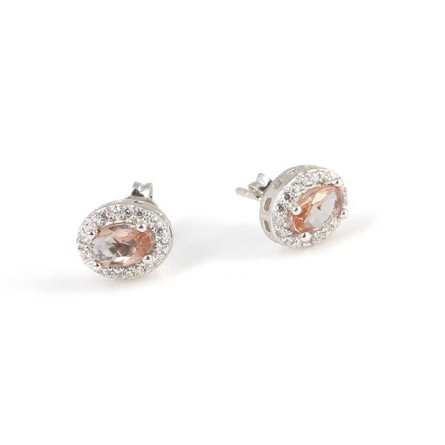 925 Sterling Silver Zultanite Oval Halo Stud Earrings - Elegant Dainty Design
