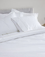 100% Cotton King Size Duvet Cover Set - Shimmering Sateen White & Gold