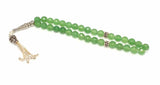 Natural Jade Silver Prayer Beads - Sphere Cut Design