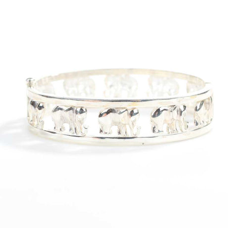 Sterling Silver Elephant Bangle Bracelet - Distinctive Wildlife Design