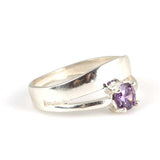 925 Sterling Silver Amethyst Double Row Ring