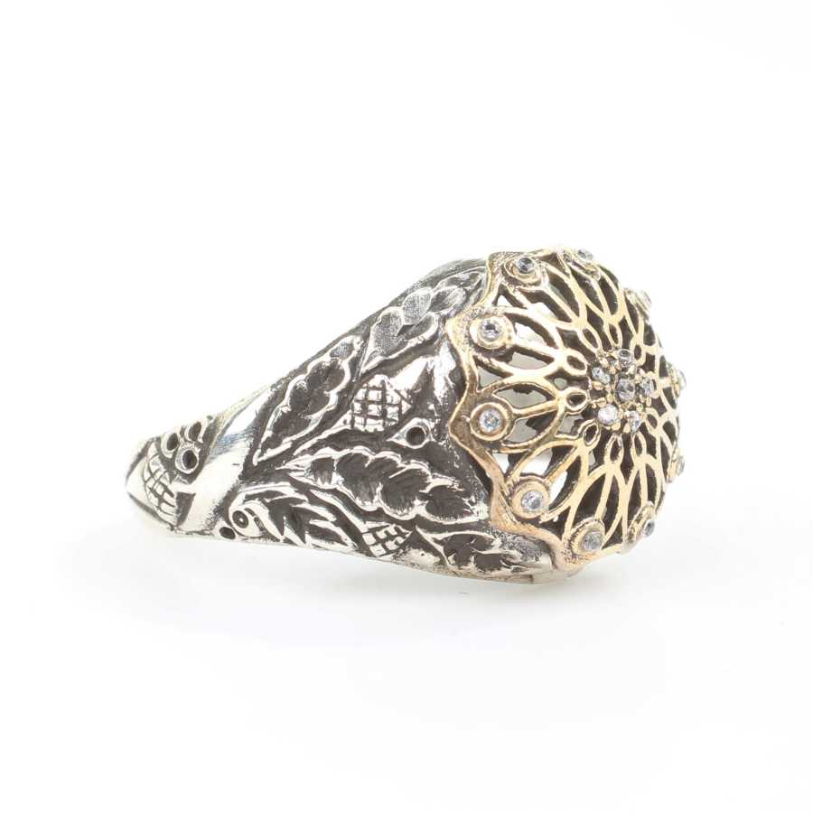 925 Sterling Silver Zircon Stone Ring - Elegant Antique Design