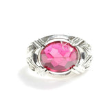Premium 925 Sterling Silver Oval Faceted Synthetic Ruby Ring