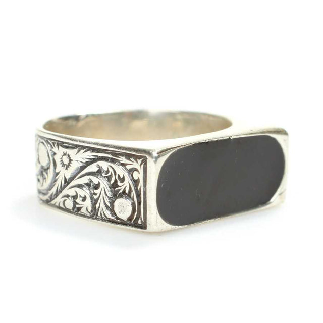 Handcrafted 925 Sterling Silver Ring with Polyester Stone Accent