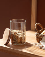 Clear Glass Food Storage Jar with Airtight Lid - 1000ml Cylinder Container