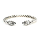 925 Sterling Silver Men's Bracelet - Bear Head Twisted Cuff