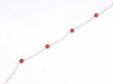 925 Sterling Silver Anklet with 4 Natural Coral Stones