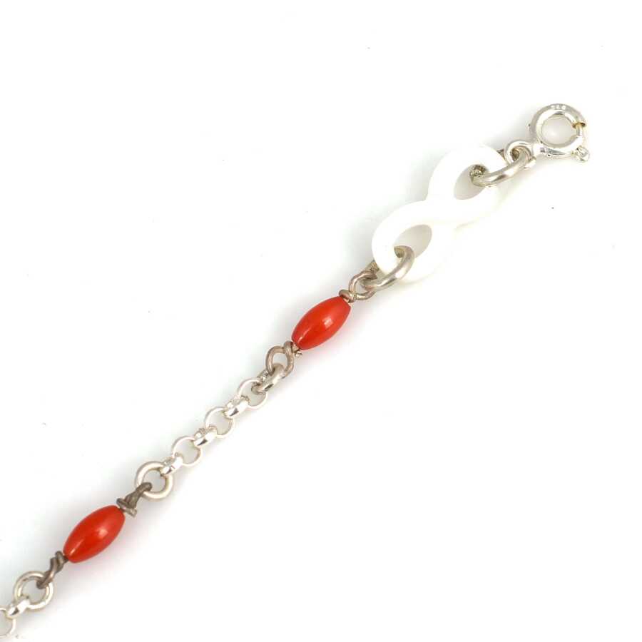 Professional 925 Sterling Silver Coral Infinity Anklet