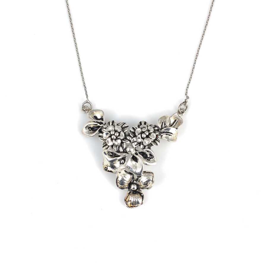 Handcrafted Sterling Silver Flower Bouquet Pendant Necklace