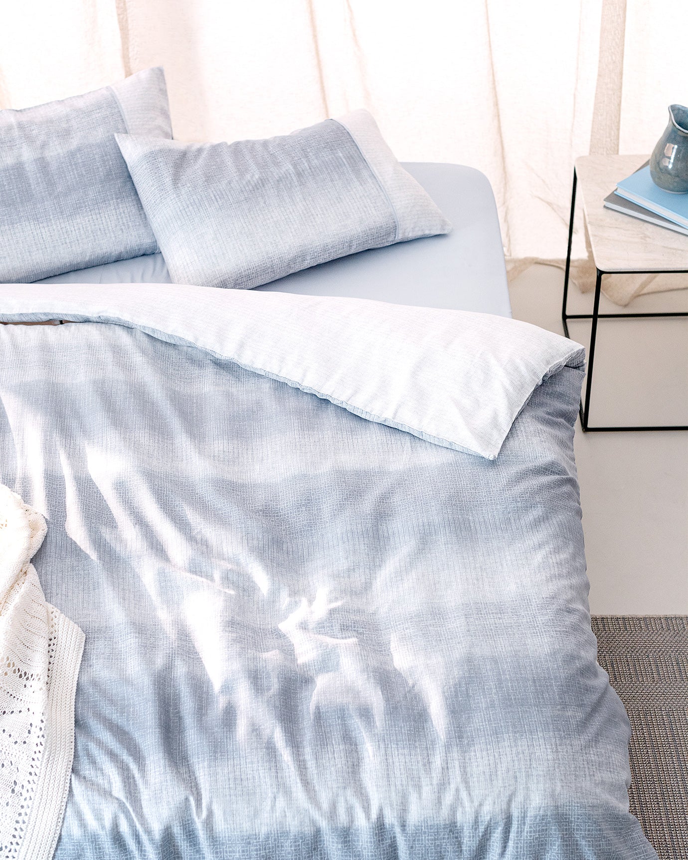 100% Cotton Double Duvet Cover Set - Crepe Print