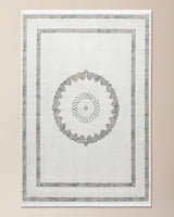 Mons Pattern White Blue Area Rug for Living Room Bedroom