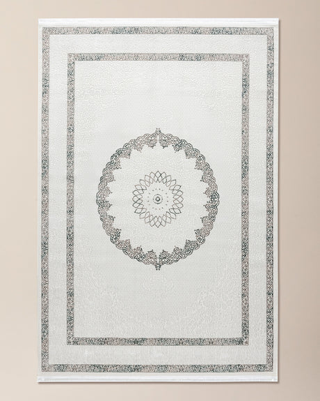 Mons Pattern White Blue Area Rug for Living Room Bedroom