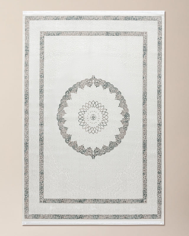 Mons Pattern White Blue Area Rug for Living Room Bedroom