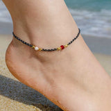 Premium 925 Sterling Silver Pearl Ruby Anklet
