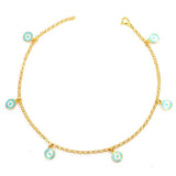 Premium 925 Sterling Silver Enamel Eye Bead Anklet
