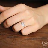 925 Sterling Silver Crown Ring - Elegant Zircon Embellishment