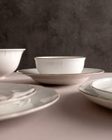 Fine Bone Porcelain 6-Person Dinner Set - Elegant White & Gold