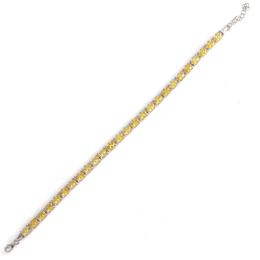 Sterling Silver Oval Synthetic Citrine Tennis Bracelet