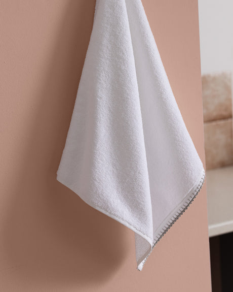 Premium Cotton Face Towel - Elegant Crocheted Trim