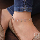 925 Sterling Silver Leaf Charm Anklet - Adjustable & Delicate