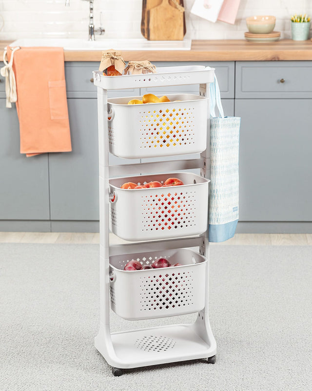 Durable Plastic 3-Tier Storage Shelf - Modern Soft Grey Organizer