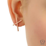 925 Sterling Silver Curved X Earrings - Modern Minimalist Design