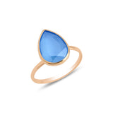 Sterling Silver Bezel Set Ring with Topaz & Denim Blue Swarovski Crystals