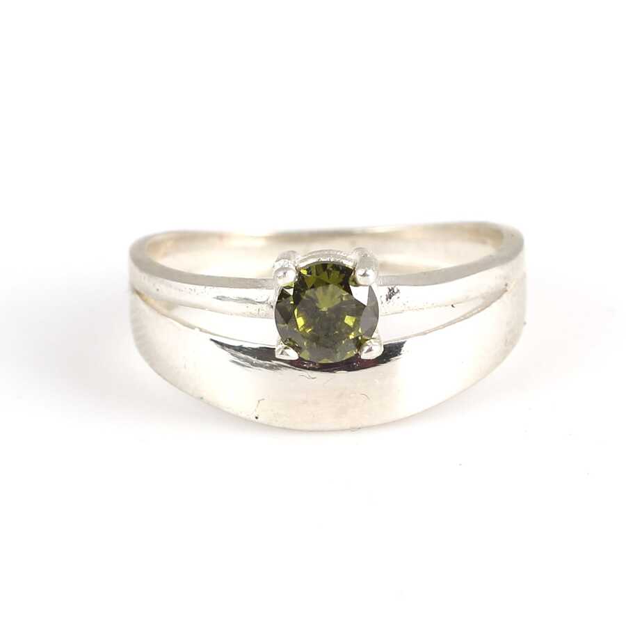 Elegantní prsten s dvojitou obručí a solitérem z peridotu, stříbro 925 sterling