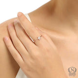 925 Sterling Silver Star Ring with Zircon - Rose Plated & Adjustable