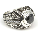 Professional Sterling Silver Onyx Zircon Handcrafted Mens Ring