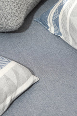 Soft Blend Single Duvet Cover Set - Jacquard Pattern, Grey/Navy